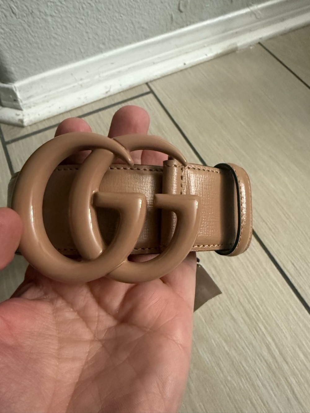 Brand new with box Gucci Beige Double-G Logo Leather Waist Belt size 120 - Picture 5 of 5
